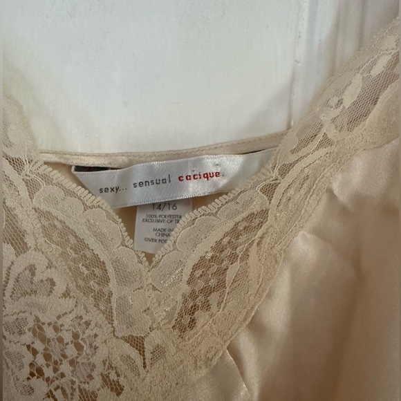 Cacique Cream Satin Lace Chemise - Picture 3 of 4